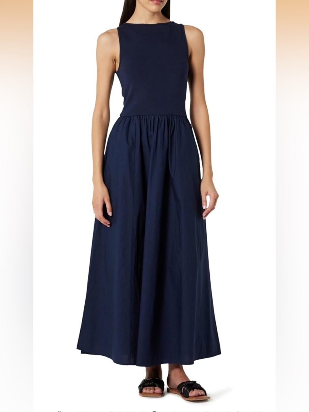 The Drop Womens Dia Mixed Fabric Midi Tank Dress